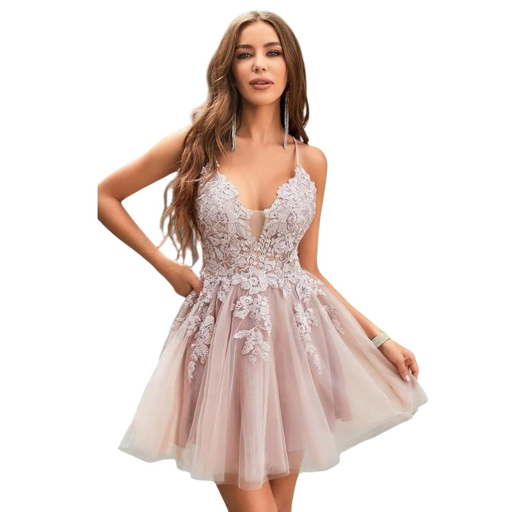 GB Social Mauve Lace Sequin Tulle Homecoming Dress Size 11 Mini Prom NWT